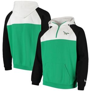 Men's Kelly Green/White Philadelphia Eagles Quarter-Zip Hoodie Jacket